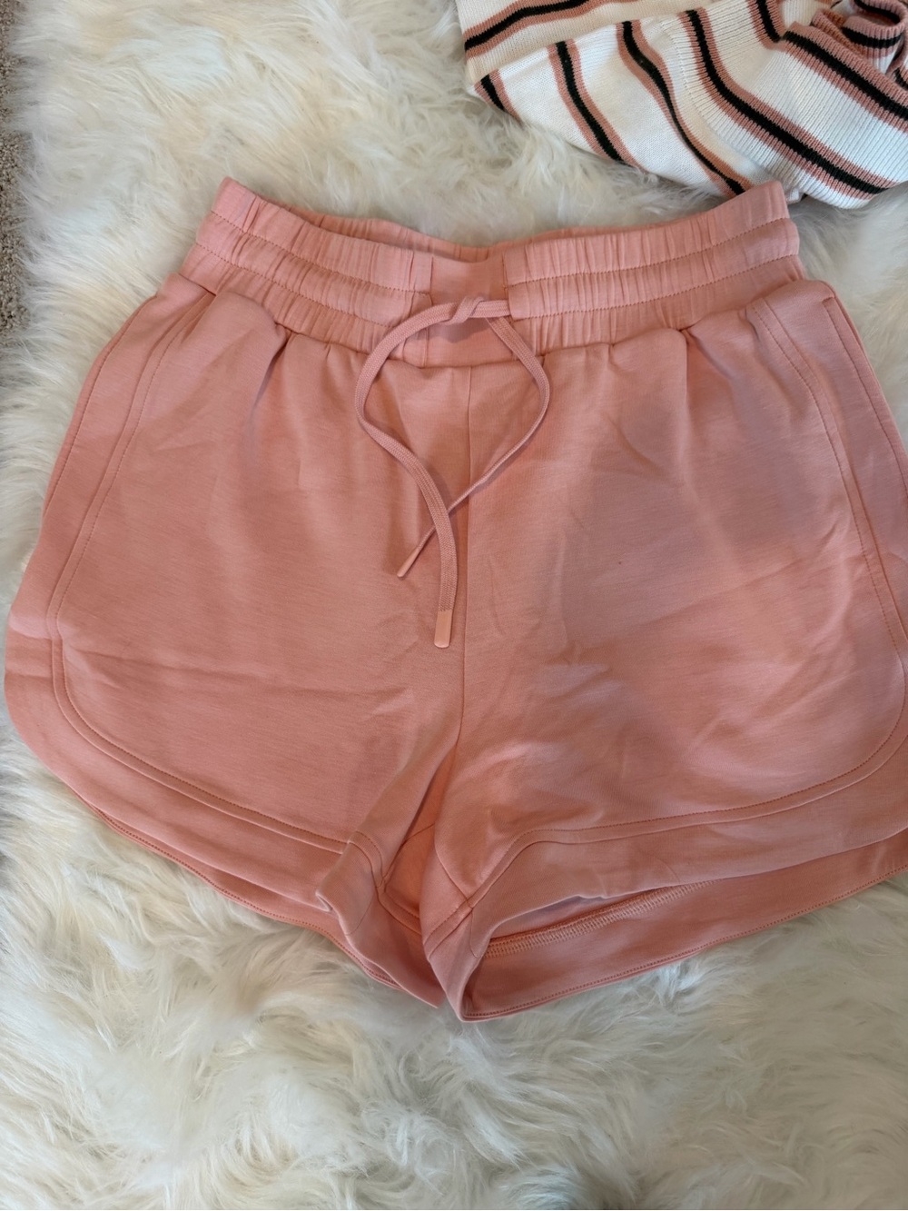 Varley Blush Pink Drawstring Athletic Shorts